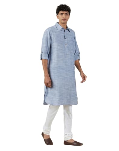 Kurta Pathani bleu homme Fabindia XS tunique indienne coton vêtement ethnique casual