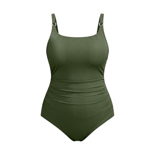 Bañador de talla grande plisado informal con tejido acanalado suave 4
