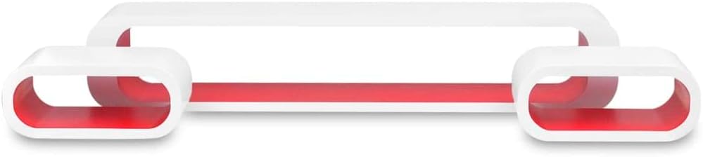 3 White-Red MDF Floating Wall Display Shelf Cubes, Invisible Mounting System, Book/DVD Storage, Modern Room Decor for Living Room, Bedroom, or Bathroom