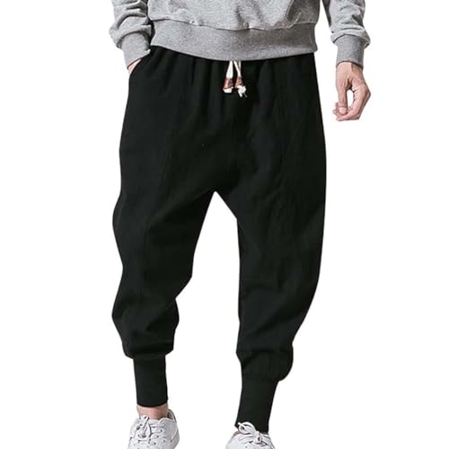 Pantalon baggy pour hommes en lin et coton style sarouel décontracté