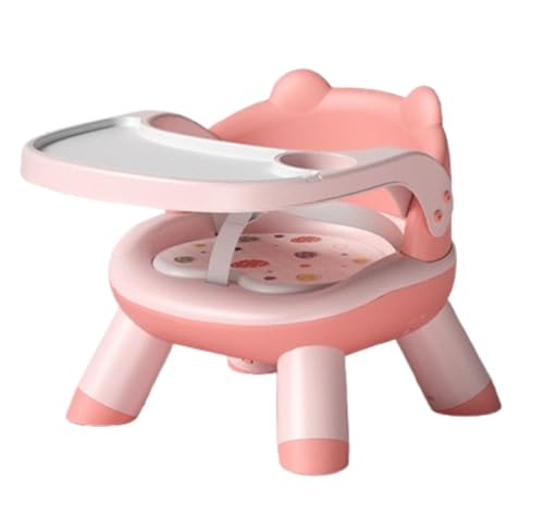 ベビー用テーブルチェア、子供用ダイニングチェア、赤ちゃんのお食事シート、子供用椅子、取り外し可能、多機能ソファチェア、滑り止め、ポータブル、背もたれ椅子 (2段式ダイニングチェア+安全ベルト付き,ピンク)