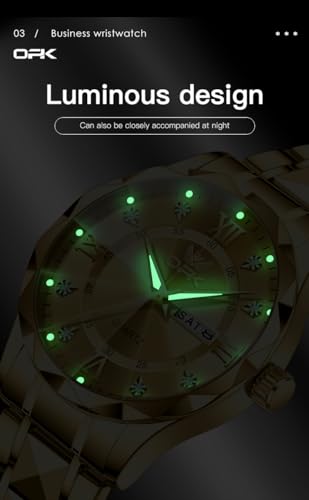 Image of OPK Watches for Men Diamond Roman Analog Mens Watches Waterproof Large Stainless Steel Men Wrist Watch Business Father Gift Watch Blue