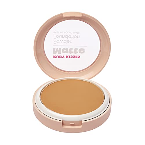 Ruby Kisses Powder Foundation Full Coverage Matte Foundation Long Lasting Face Makeup 0.35 Oz. (Golden Honey) #TOP1