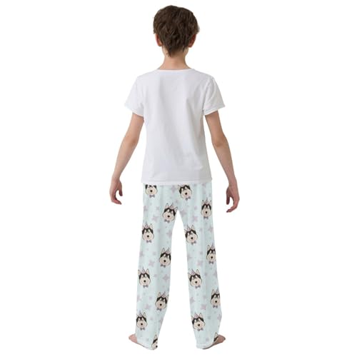 Boys' Pants Funny Husky Dogs Stars Cartoon Long Bottoms Jogger Pants Elastic Waist Trousers with Pockets S-XL3
