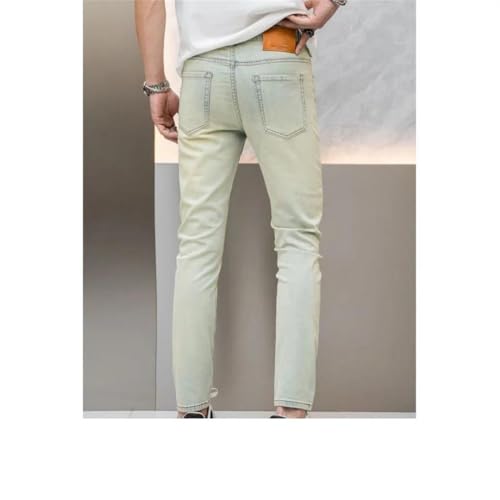Men's Retro Mud-Color Thin Stretch Slim Fit Skinny and All-Matching Nostalgic Long Jeans2