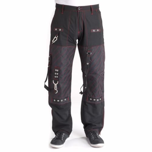 Gothic Goth Punk Emo Rock Bondage Pants with Buckles/Straps Eyelets Red Stich Cyber Alternative Trousers