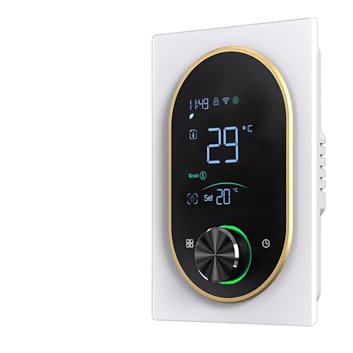 Jemora Termostato Inteligente para Agua doméstica Calefacción eléctrica Caldera de Agua a Gas Termostato de CA con Pantalla táctil Digital VA y Perilla Ajustable 5+1+1 Programación