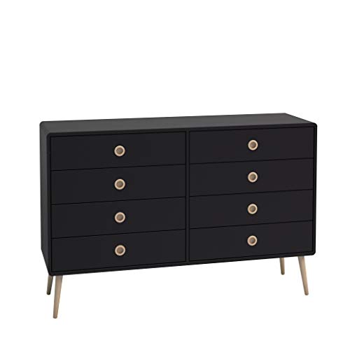 Softline Kommode, 8 Schubladen, 135 x 89 x 39 cm (B/H/T), MDF, schwarz