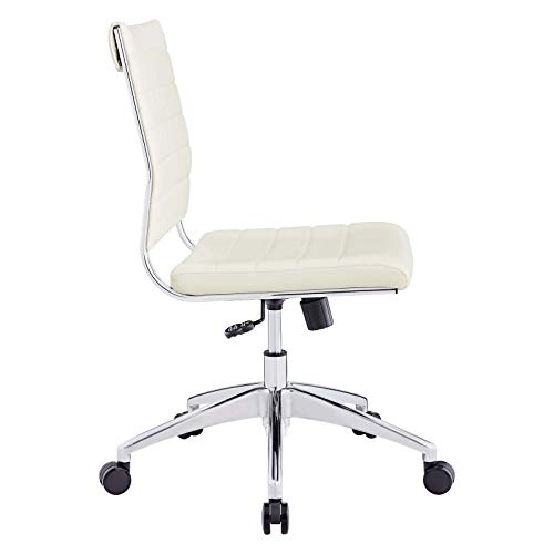 Modway Jive Ribbed Armless Mid Back Swivel Conference Chair In White #TOP4