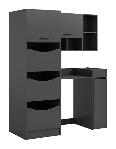 xonox.home – 4-teiliges Waschplatz-Set Free 126x195x68 cm in anthraziter Nachbildung – Wäscheschrank, Hängeschrank, Umbau & Regal – Flexibles Möbel-Set für Wäsche & Technik xonox.home – 4-teiliges Waschplatz-Set Free 126x195x68 cm in anthraziter Nachbildung – Wäscheschrank, Hängeschrank, Umbau & Regal – Flexibles Möbel-Set für Wäsche & Technik