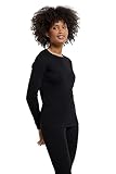 Mountain Warehouse Talus Womens Long Sleeves Baselayer Top - Thermal Underwear, Lightweight, Breathable, Warm & Easy Care - Autumn, Winter & Outdoors Black (Round Neck) Women's Size 12