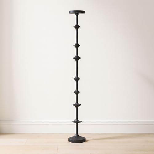 Pillar Candle Holder – Tall Decorative Candle Stand in Matte Metal with Modern Rustic Style - Sturdy Weighted Base for Fireplace Candle Display, Centerpiece & Home Decor Accents – 35
