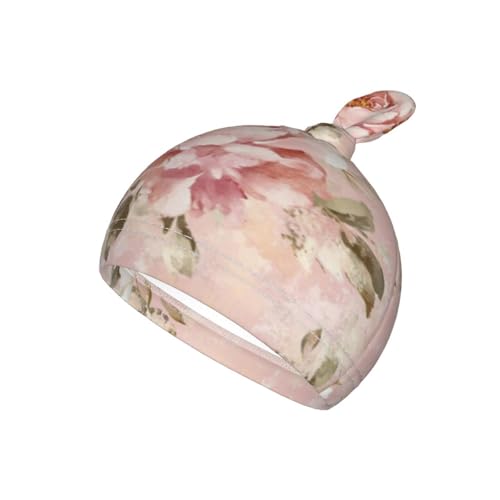 Image of Pink Vintage Floral Peony Floral Swaddle Blanket with Beanie Hat Set Newborn Swaddle Wrap Soft Baby Receiving Blankets Baby Swaddle Blanket for Baby Boys and Girls