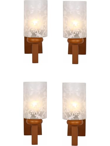 Image of Somil Brown Dandi Style Wall Lamp with Hand- Decorated Glass Shade, Ideal for Indoor Lighting Decoration, Pack of 4, 16 X 25 X 28.5 CM