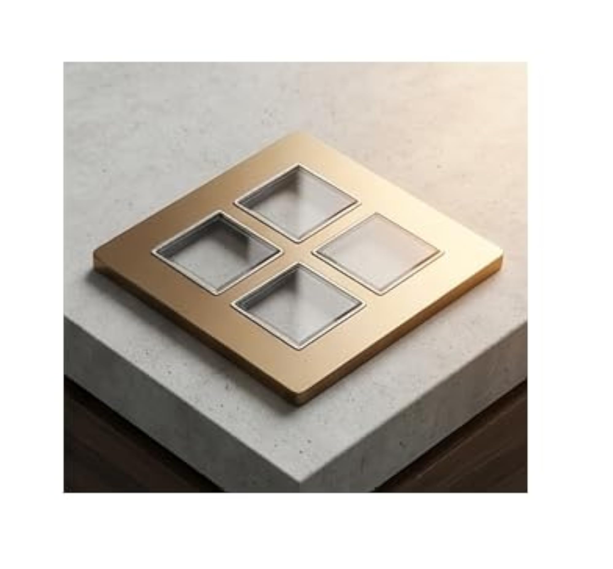 Pack of 2 8 Module Sq Glass Wall Plates (Copper)
