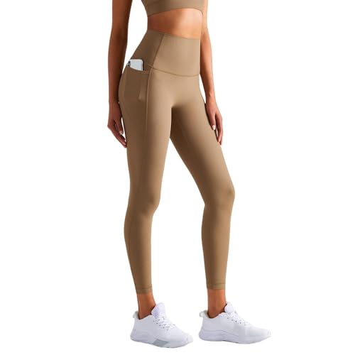 Leggings de yoga côtelés taille haute anti-glisse avec poches pratiques