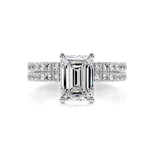 2.5 Carat (ctw) Emerald Cut Bridal Ring Sets for Women 925 Sterling Silver 10K 14K 18K Gold Moissanite Wedding Sets Size 4-12