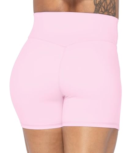 Image of Sunzel Crossover Biker Shorts for Women, No Front Seam V High Waist Yoga Workout Gym Shorts with Tummy Control | 4 Or 6-Inch Inseam, High Waisted, Tummy Control, Crossover Waist, Buttery Soft, No Front Seam, Squat Proof, Compression