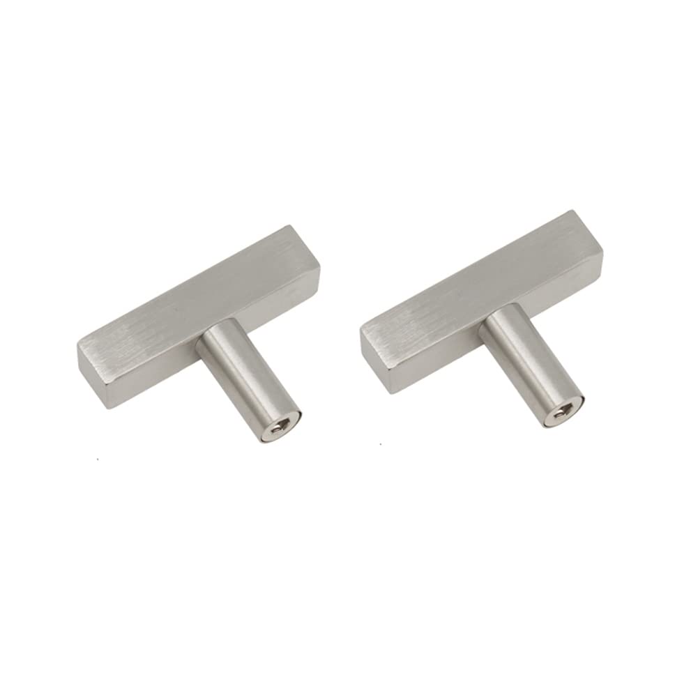 SYDARSYN 2 Pcs Cabinet Handles Stainless Steel T Bar Pulls Kitchen Furniture Bathroom Door Handles Square Cupboard Drawer Knobs Pull Silver Single Hole