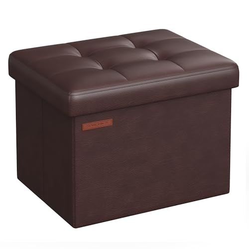 Consejos para Comprar Otomanas . 36 SONGMICS Otomana de Almacenamiento Plegable Pequeña, Taburete Reposapiés, Reposapiés Cubo, Cuero Sintético, 12.2 x 16.1 x 12.2 Pulgadas, Capacidad de 286 Libras, para Sala de...