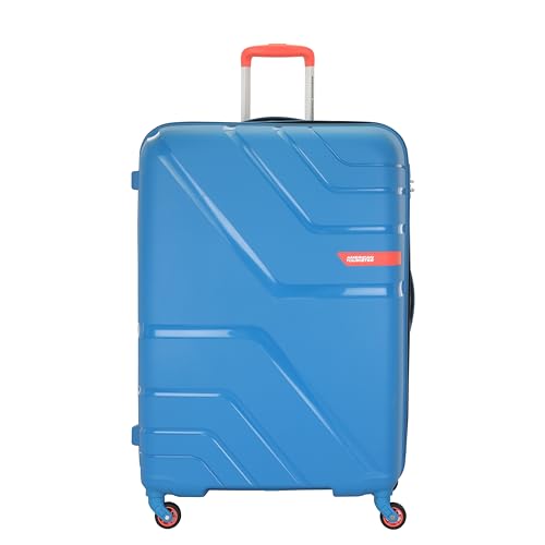 Image of American Tourister Upland Sport 79 CM Large Checkin Polypropylene (PP) Hard 4 Wheels Spinner Luggage /Suitcase /Trolley Bag for Travel (Mediterranian Blue)