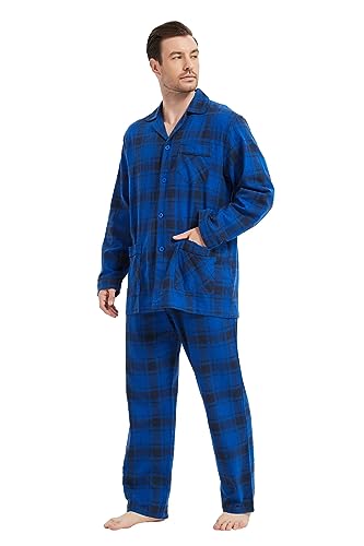 Men's 100% Cotton Flannel Pajama Set Yarn Dyed Cozy Bottom with Pockets Drawstring waistband Winter PJs for Men3
