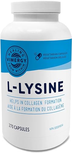Vimergy L-Lysine 500MG Capsules, 270 Servings – Essential Amino Acid – Helps in Collagen Formation – Vegetarian, Non-GMO, No Gluten, Kosher (270 count)