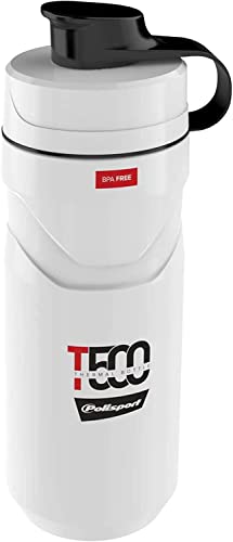 POLISPORT 8645500004 - Bidón Isotérmico T500 de Ciclismo de 500ml Botella de Agua para Ciclistas Bicicleta Sin BPA en Color Blanco/Rojo
