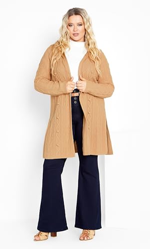 Image of AVEOLOGY Women's Plus Size Camilla Cable Knit Hooded Cardigan