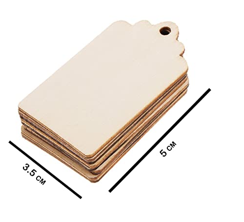 Image of MDF Cutouts | Wooden Cutout for Craft | Pine Wood | Unfinished Tags for Key Chain, Crafts, Xmas, Decorations, Painting | Resin Art Work | MDF Board Cutouts, Rectangle- [50pcs]-[5cmx3.5cm]