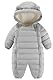 AIEOE Schneeanzug Baby Mädchen Jungen Daunenjacke Winterjacke Snowsuit Neugeborenes Overall Winter Jumpsuit Winddicht Fleece Strampler 90cm Silber