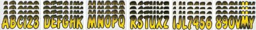 Image of Hardline Products USA Series 200 Boat Registration Numbers & Letters Kit - 3 Inch Yellow /Black Gradient - UV & Fuel Resistant Marine Vinyl Decals for PWC, Jet Ski & Boats - USCG Compliant