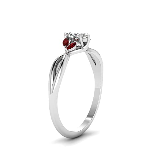 Image of Choose Your Gemstone Marquise Cut Twisted Petal Diamond CZ Ring sterling silver Marquise Shape Split Shank Engagement Ring for Women, Girls and Ladies US Size 4 to 12
