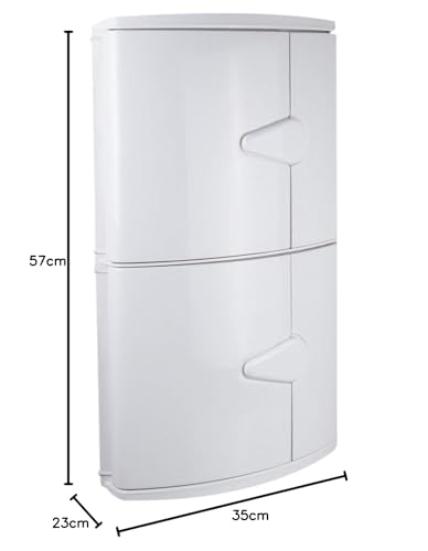 Image of BRANCO Double Door Cabinet for Storage | Bathroom Corner Cabinet with Door | Storage Cabinet for Living Room /Kitchen Storage | Bathroom Cabinet Without Mirror | White | with Towel Ring