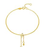 ZH1YFD Pulsera Tobillera Mujer Oro Amarillo 18K Flores de Cerezo 24 CM