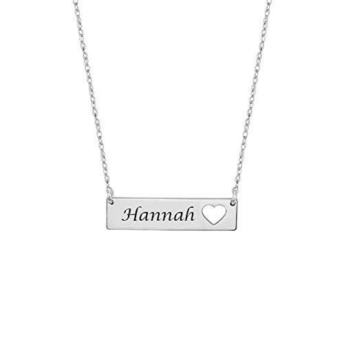 925 Sterling Silver Personalized Bar Necklace with cut out Heart Custom Made with Any Names