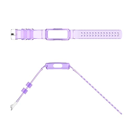 Chofit Straps Compatible with Fitbit Luxe/Ace 3/Ace 2/Inspire 2/Inspire HR/Inspire Strap, TPU Plastic Transparent Crystal Replacement Wristband Arm Band (Purple)