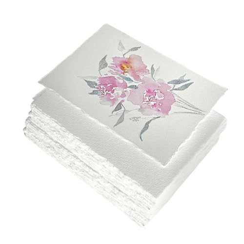 50 Blätter 300GSM Büttenpapier, Handgeschöpftes Papier Aquarellpapier Strukturpapier Dickes Papier für Einladungen, GrußKarten DIY, Notizen, Gemälde(10,2 x 15,2 cm)