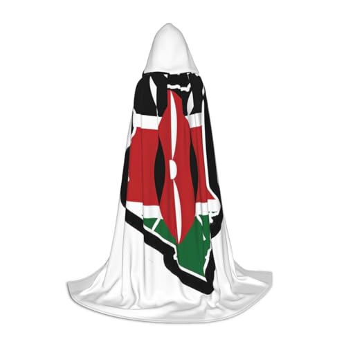 Cape à capuche ado longue chaude motif Kenya vêtement hiver géographie