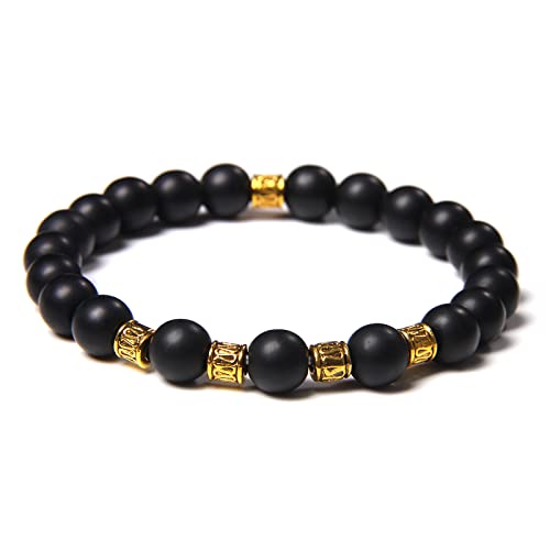 Bracelet en pierre naturelle agate onyx mat 8mm pour homme et femme