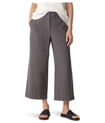 Eileen Fisher Womens Garment Dyed Utility Cotton Wide Cropped Pant Rye Medium Inseam: 26
