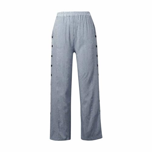 Women Striped Linen Pants Casual High Waisted Wide Leg Cropped Pants Summer Beach Gauze Capri Pant with Pockets3