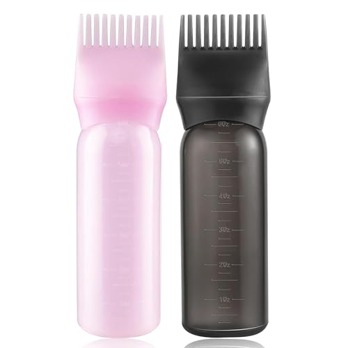 GLUN® 2 Piece Hair Dye Comb Bottle, Anti-dandruff Soft Silicone Bristle for Hair Dye Applicator, 120ML Bottle, Hair Colouring Tool for Home Use