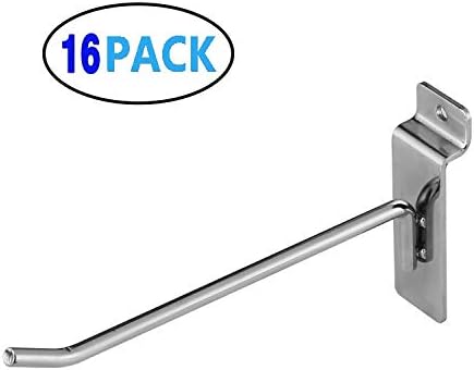 XCHTX Slatwall Hooks,Hangers,Display Hooks,Single Rod Hooks,Slatwall Display Panel Hooks 2,4,6,8inch,Perfectly Display Items & Products for Your Room,Garage Retail Store,Chrome plated,16pack 8inch