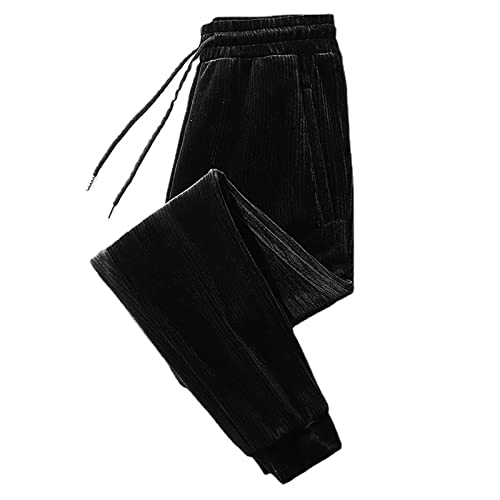 HJXX Jogginghose Herren Winter Warm Dicke Fleece Hose Sherpa Innenfutter Sporthose Elastische Thermal Haushose,Schwarz,Small Cover