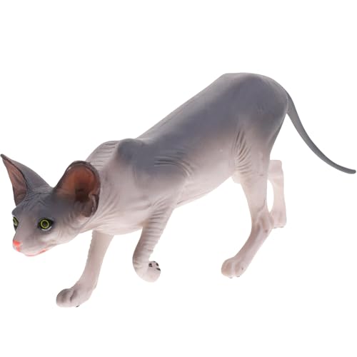 Frcolor ?真無毛猫フィギュア デスクトップ装飾 学習 シミュレーション猫置物 インテリア動物模型