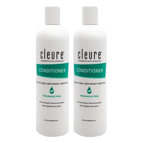 Cleure Hydrating Fragrance Free Conditioner - Hypoallergenic, SLS Free & Paraben Free - Unscented (12 Fl Oz, Pack of 2) Cover