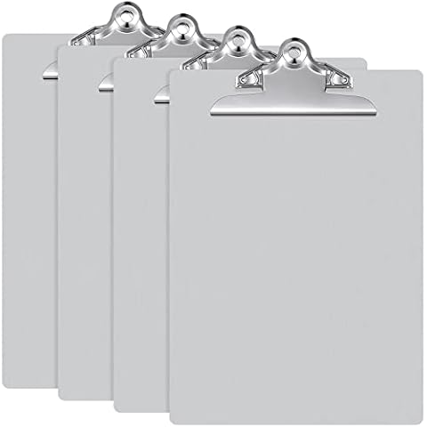 4 Pcs Metal Clipboard Aluminum Clipboards Metal Clip Board with Low Profile Clip Letter Size 12 x 9.5 Inch Aluminum Document Holder for Office School Medical Jobsite Laboratory Cover