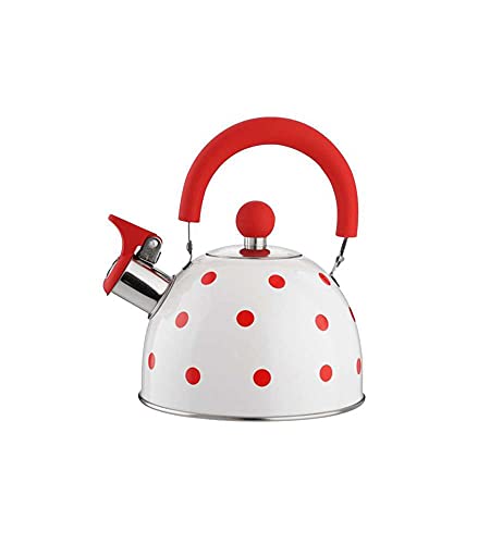 Bollitore inox fischio pois rossi