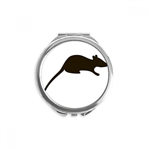 Miroir de poche de poche motif souris noire cadeau mignon pour amateurs d'animaux